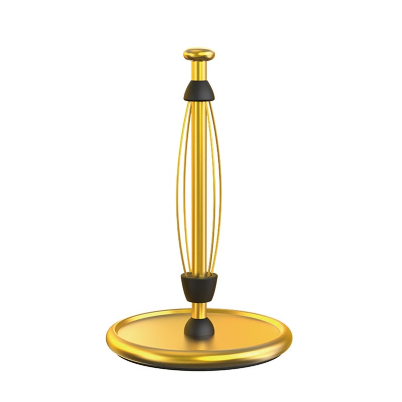 VEHHE Gold Paper Towel Holder Countertop with Weighted Base, One-Handed Tear Kitchen Towel Holder with Damping Function and EVA Non-Slip Pad for Bathroom - Image 1